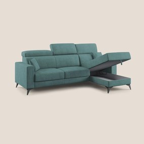 Pegaso divano letto angolare con poggiatesta reclinabili e rivestimento impermeabile T02 petrolio