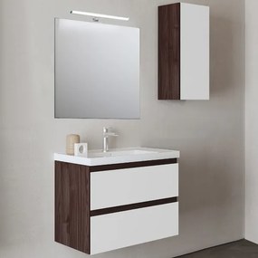 Mobile base 62 cm sospeso con 2 cassetti lavabo GRACE4 Olmo Caffč/Bianco Lucido