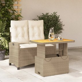 Set Da Pranzo Da Giardino 2 Pz Con Cuscini Beige İn Polyrattan /