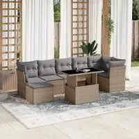 Set Divano da Giardino 8 pz con Cuscini Beige in Polyrattan 3266749