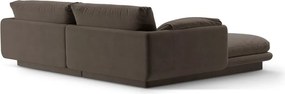 Divano angolare marrone (con penisola a destra/con chaise lounge) con rivestimento in velluto Torino – Micadoni