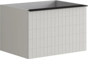 Mobile da bagno sospeso sotto lavabo Pixel grid 2 cassetti L 60 x H 40 x P 45.5 cm Beige Greige laccato opaco, con maniglia alluminio nero opaco