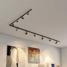 Lindby sistema binario monofase Linaro, GU10, a 10 luci, nero Linaro Lindby, dimmerabile, Nero, Corridoio, Metallo, Moderno