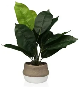 Pianta Decorativa Versa In Metallo, Ceramica E Polistirolo: Composizione Multicolore 38x38x32 Cm. Finta Pianta D'arredo Per Interni, Senza Manutenzione.