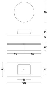 Mobile da bagno sospeso 120 cm Verde con lavabo e specchio LED - NINFA1