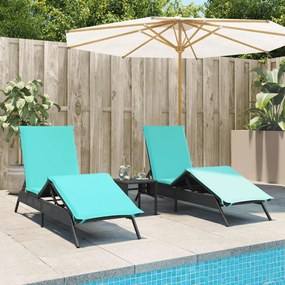 Lettini Prendisole 2 Pz Con Tavolino Nero İn Polyrattan /