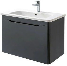 Mobile bagno sospeso 80 cm antracite lucido con specchio 70x90 Stillo