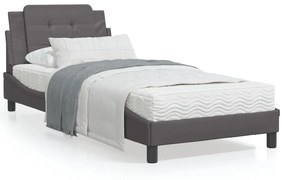 Letto con materasso grgio 90x200 cm in similpelle