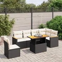 Set Divani da Giardino con Cuscini 7pz Nero Polyrattan 3273100