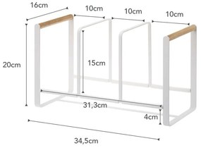 Portapiatti bianco con dettaglio in faggio Tosca - YAMAZAKI