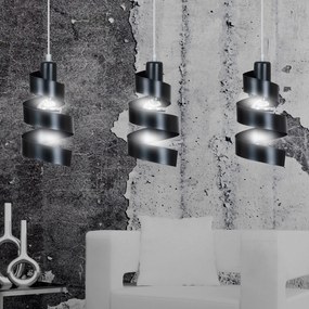 Lampadario Moderno 3 Luci Tristano In Acciaio Nero Con Fasce A Spirale