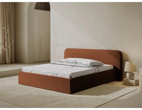 Letto matrimoniale imbottito color terracotta con contenitore e rete inclusi 180x200 cm Elizabeth – Micadoni