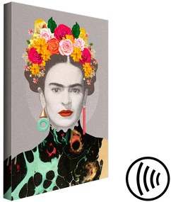 Quadro moderno Ritratto floreale di donna (1-pezzo) - elementi colorati della figura