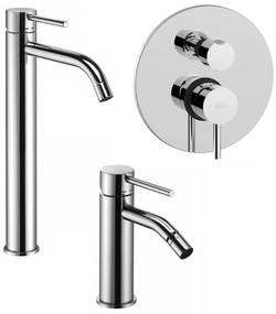 Paffoni light set miscelatori lavabo alto bidet e doccia 2 uscite con deviatore cromo