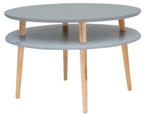 Tavolino grigio scuro con gambe naturali UFO, Ø 70 cm - Ragaba