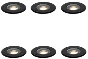 Set di 6 faretti da terra moderni neri 35 mm orientabili IP65 - Delux