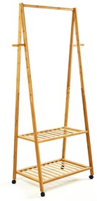 blumfeldt Guardaroba, appendiabiti, 4 rotelle, 2 ripiani, 60x162x42,5 cm, 100%  bambù