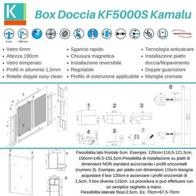 Kamalu - box doccia 120x70 vetro opaco anticalcare anta scorrevole kf5000s