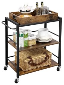 Tavolino di servizio MARGE marrone/nero