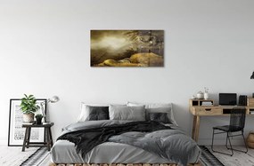 Quadro su vetro acrilico Nuvole di draghi di montagna oro 100x50 cm