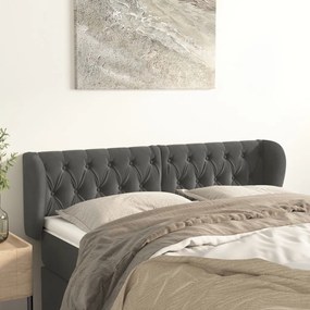 Testiera Ad Orecchio Grigio Scuro 147x23x78/88 Cm İn Velluto /
