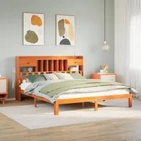 Letto Libreria senza Materasso Marrone Cera 180x200 cm in Pino 3322622