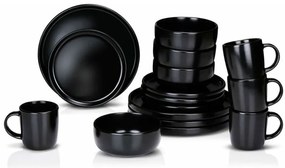 Black Friday OFFER - Servizio di Piatti Alpina Nero Ceramica 16 Pezzi (4 Unità)