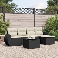 Set Divano da Giardino 6 pz con Cuscini Nero in Polyrattan 3221295