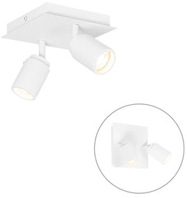 Faretto da bagno moderno bianco quadrato 2 luci IP44 - Ducha