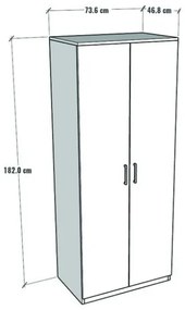 Armadio Guardaroba 74x45x182 Con Barra Appendiabiti Brando Rovere