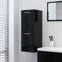 Armadio da Bagno Nero 30x30x80 cm in Truciolato 804989