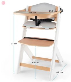 KINDERKRAFT - Sedia da pranzo per bambini ENOCK con cuscini grigio/bianco