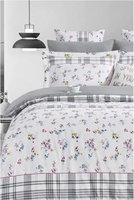 Biancheria da letto bianca/grigia in cotone renforcé per letto matrimoniale/per letto esteso con lenzuolo incluso/4 pezzi 200x220 cm – Mila Home