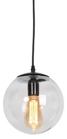 Lampada a sospensione moderna nera con vetro grigio 20cm - Pallon