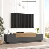 Mobile TV Firs con 4 Scomparti Chiusi Effetto Rovere / Antracite [en.casa]