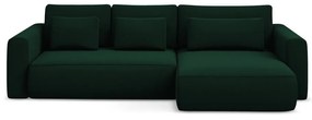 Divano angolare verde allungabile/con contenitore (con penisola a destra/con chaise lounge) con rivestimento in velluto Kapua – Makamii