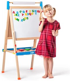 Lavagna "ABC" con lettere, rotolo di carta e bicchieri