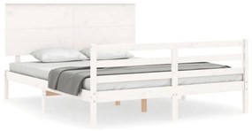 Giroletto con testiera bianco king size in legno massello