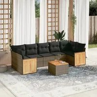 Set Divano da Giardino 8 pz con Cuscini Grigio in Polyrattan 3259897