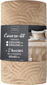 Set con copriletto e federa marrone chiaro in velluto 240x260 cm Solange – douceur d'intérieur