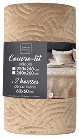 Set con copriletto e federa marrone chiaro in velluto 240x260 cm Solange – douceur d'intérieur