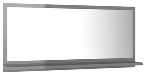 Specchio da bagno grigio lucido 80x10,5x37 cm in truciolato