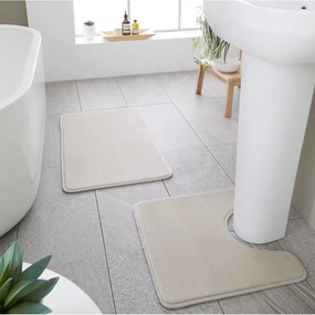Set di tappetini per il bagno beige in memory foam 2 pz per WC 50x80 cm Anti-Bacterial – Catherine Lansfield