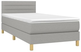 Giroletto a molle con materasso grigio chiaro100x200 cm tessuto