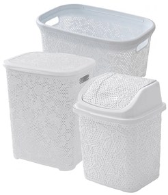 Set Accessori Da Bagno 3 Pezzi Feridras "Flower" Bianco