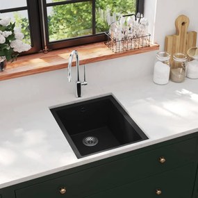 Lavello Da Cucina Con Foro Troppopieno Nero İn Granito /