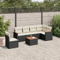 Set Divani da Giardino con Cuscini 7pz Nero Polyrattan 3226021