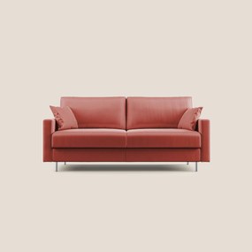 Andromeda divano letto matrimoniale in velluto morbido impermeabile T01 salmone