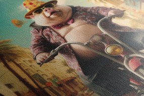 Quadro su tela – Maiale su scooter nelle strade di Las Vegas