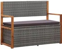 Cassapanca 110 cm in Polyrattan e Legno Massello Acacia Grigia cod mxl 45754